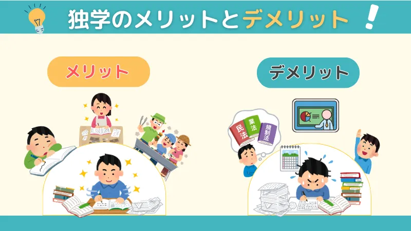 宅建士試験の独学学習の勉強方法についてメリット・デメリットを説明